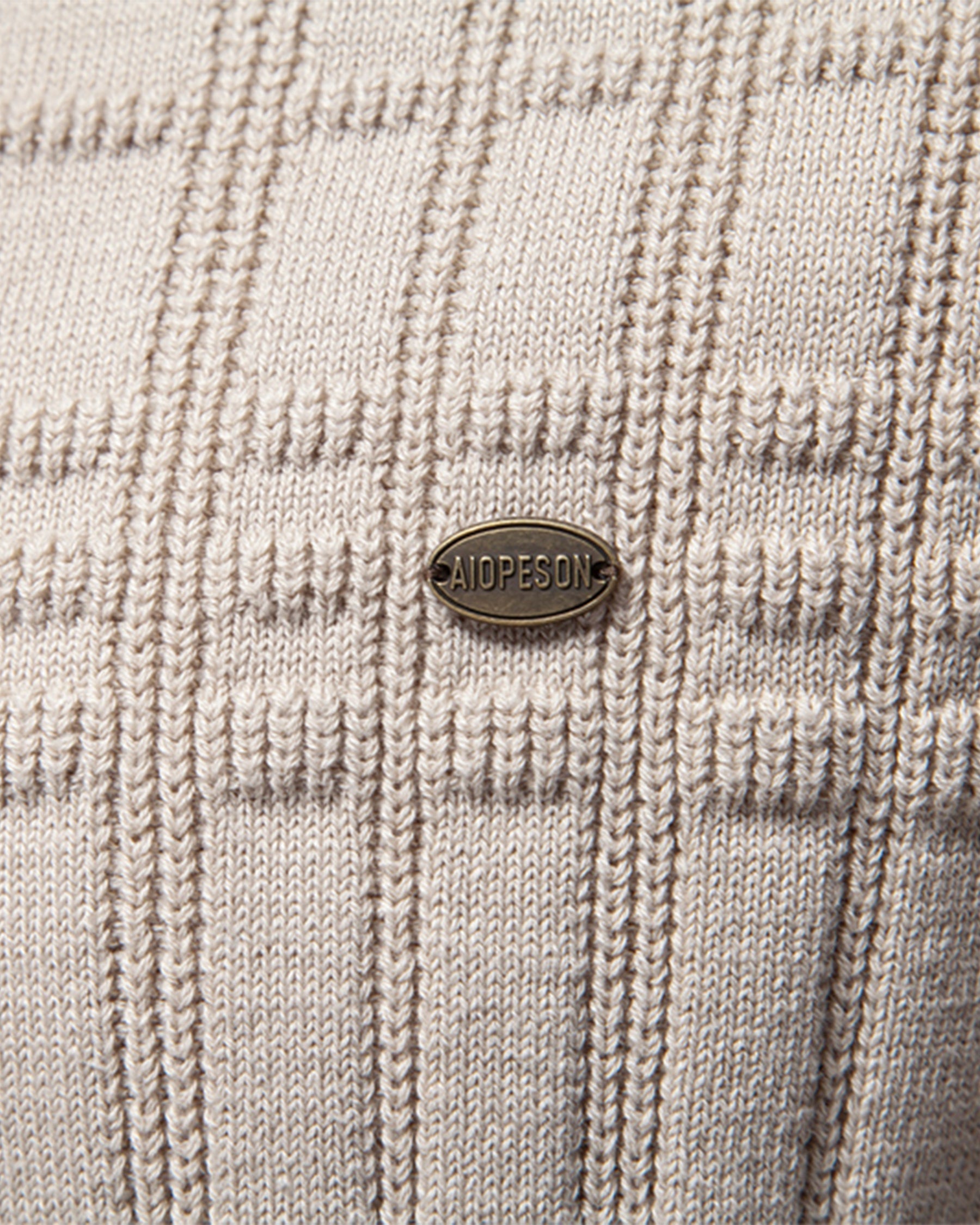 Xavier Cotton Blend Crewneck Pullover – Crosshatch Pattern Ribbed Trim Sweater