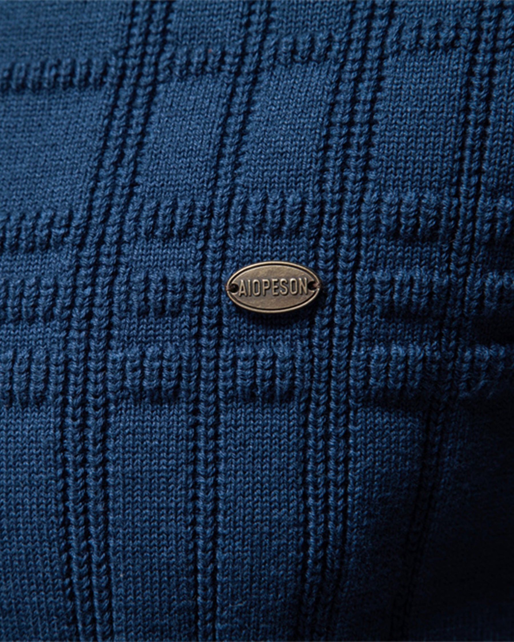 Xavier Cotton Blend Crewneck Pullover – Crosshatch Pattern Ribbed Trim Sweater
