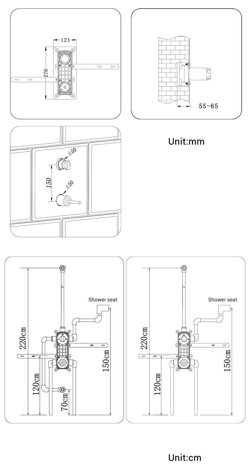 Frost Candle - Wall Mounted Rainfall Shower Set