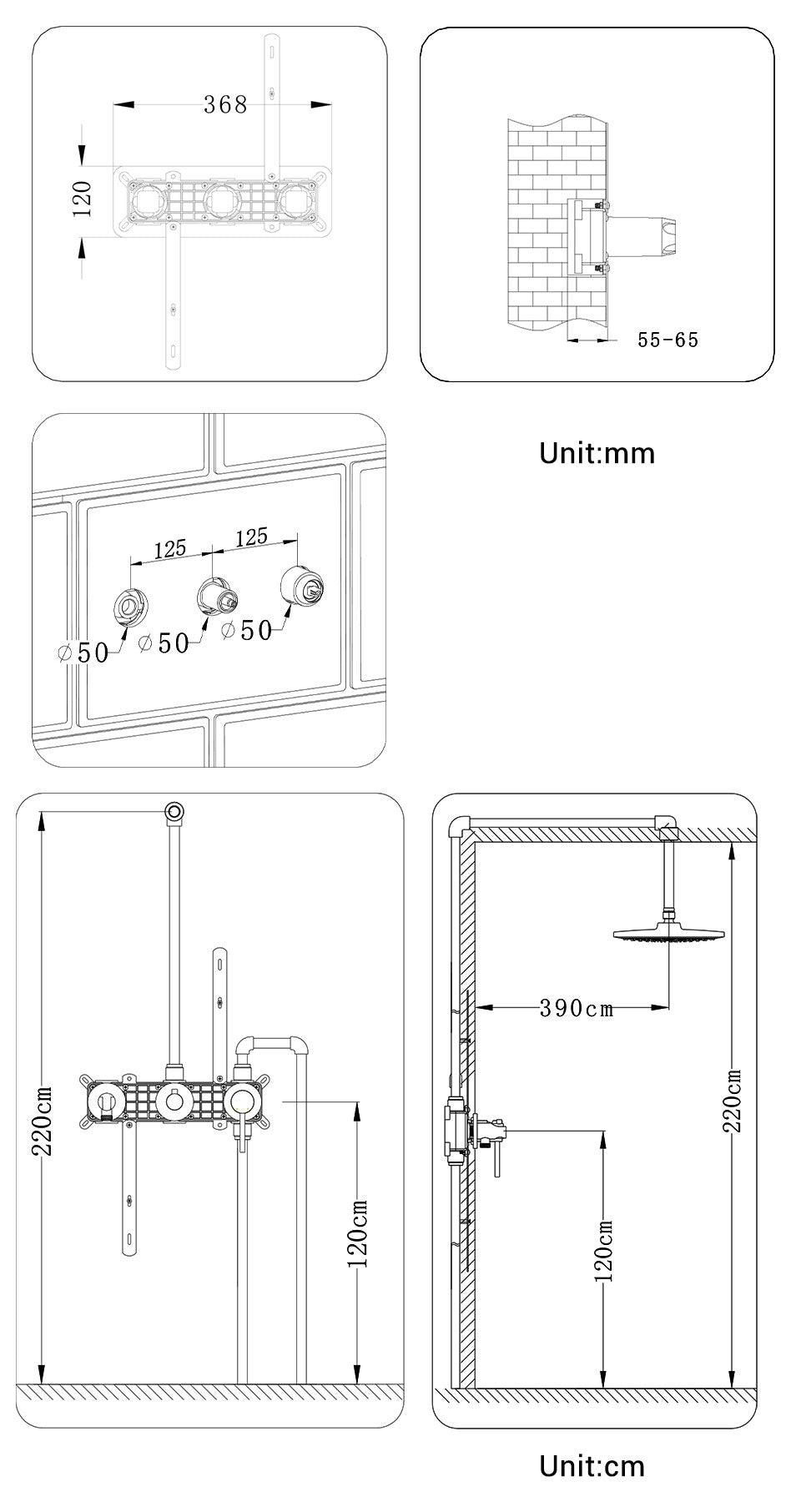 Frost Candle - Wall Mounted Rainfall Shower Set