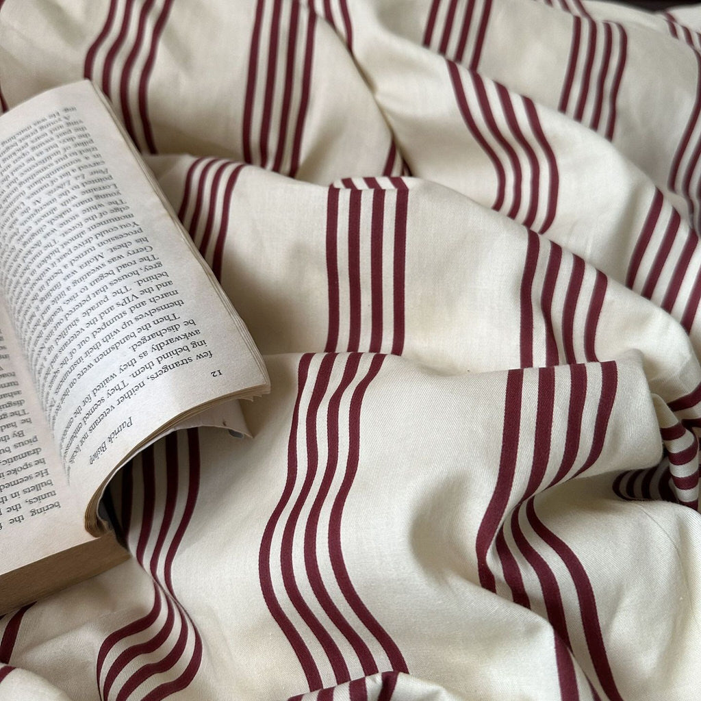 Romy - Beige & Brown Vintage Striped Bedding Set