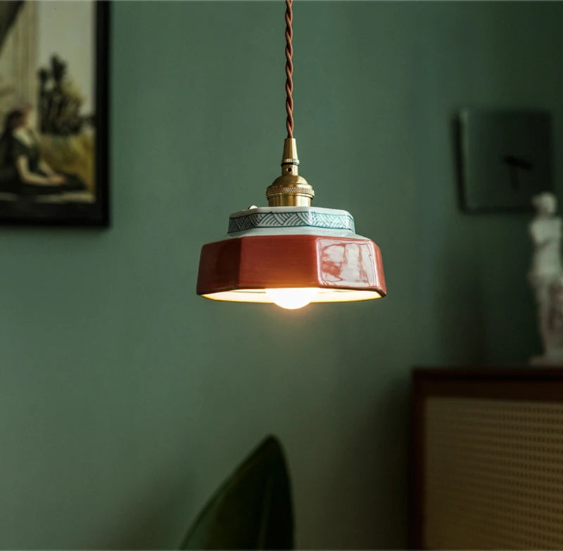 Pine Haven – Hand-Painted Ceramic Pendant Light