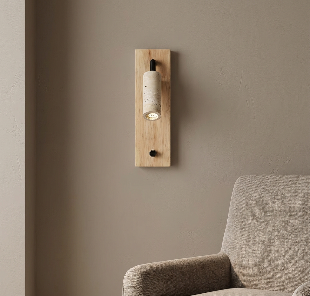 Coastal Gallery – Adjustable Travertine LED Rotating Reading Sconce