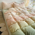 Yara - Pastel Peachy to Green Gradient Fleece Bedding Set