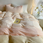 Yara - Pastel Peachy to Green Gradient Fleece Bedding Set