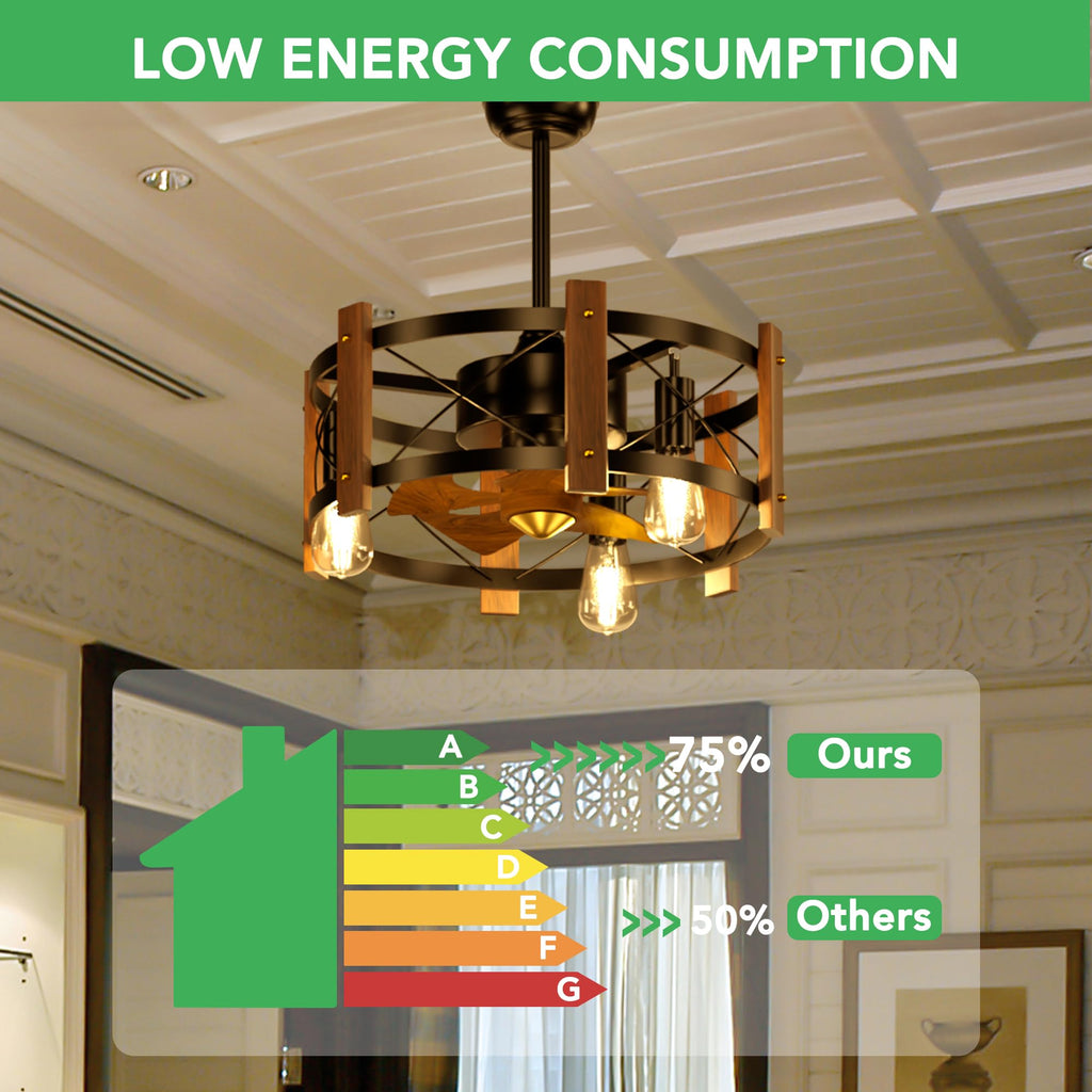 Jacinta - Rustic Farmhouse Ceiling Fan Chandelier
