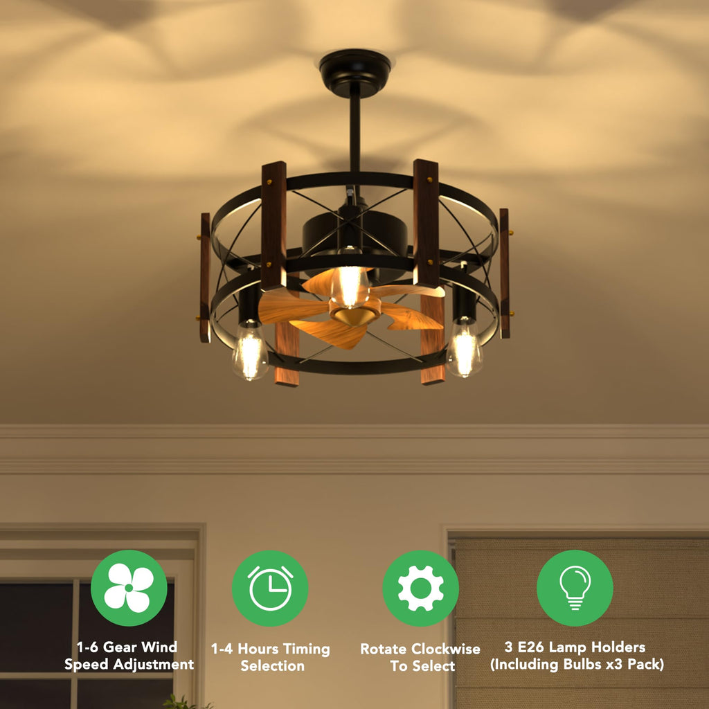 Jacinta - Rustic Farmhouse Ceiling Fan Chandelier