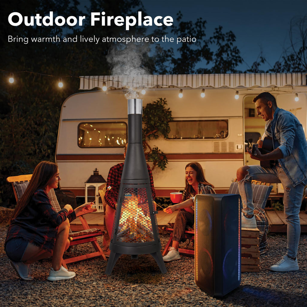 Freya - 47.2 Inch Tall Outdoor Wood Burning Meshed Fire Pit