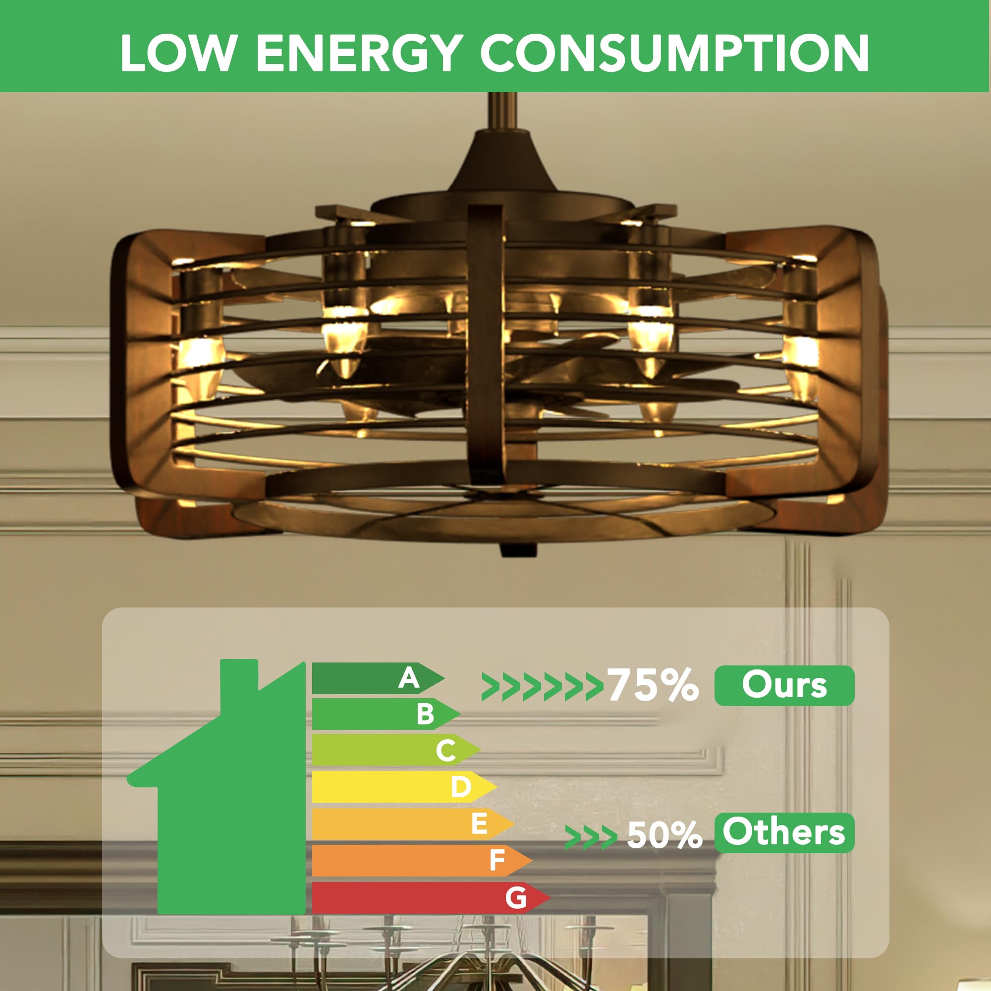 Jacinta - Rustic Farmhouse Ceiling Fan Chandelier
