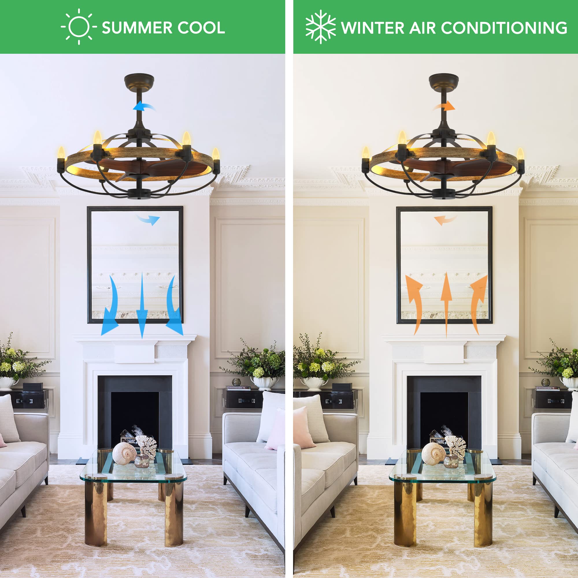Jacinta - Rustic Farmhouse Ceiling Fan Chandelier