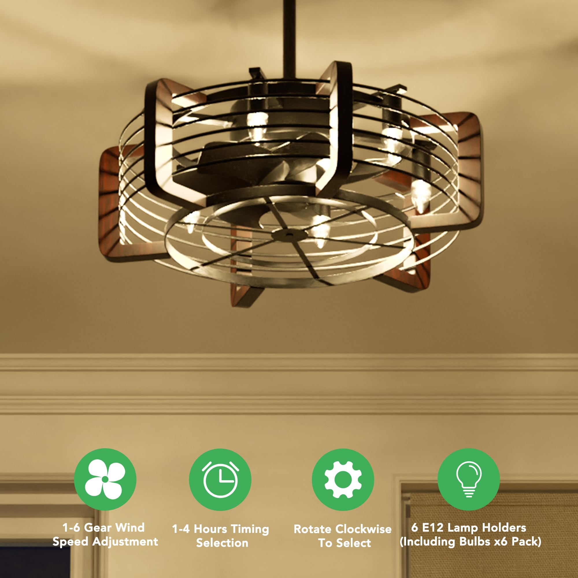 Jacinta - Rustic Farmhouse Ceiling Fan Chandelier