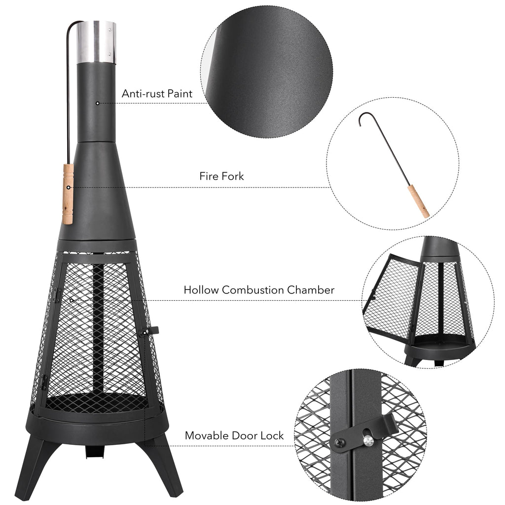 Freya - 47.2 Inch Tall Outdoor Wood Burning Meshed Fire Pit