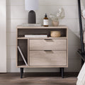 Midnight Fern - Modern Nightstand with Drawers and Shelves Birch