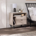 Midnight Fern - Modern Nightstand with Drawers and Shelves Birch