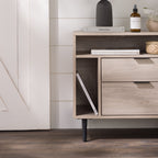 Midnight Fern - Modern Nightstand with Drawers and Shelves Birch