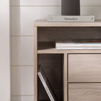 Midnight Fern - Modern Nightstand with Drawers and Shelves Birch