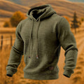Waffle-Knit Pullover Hoodie – Army green waffle-knit hoodie with drawcords and ribbed cuffs