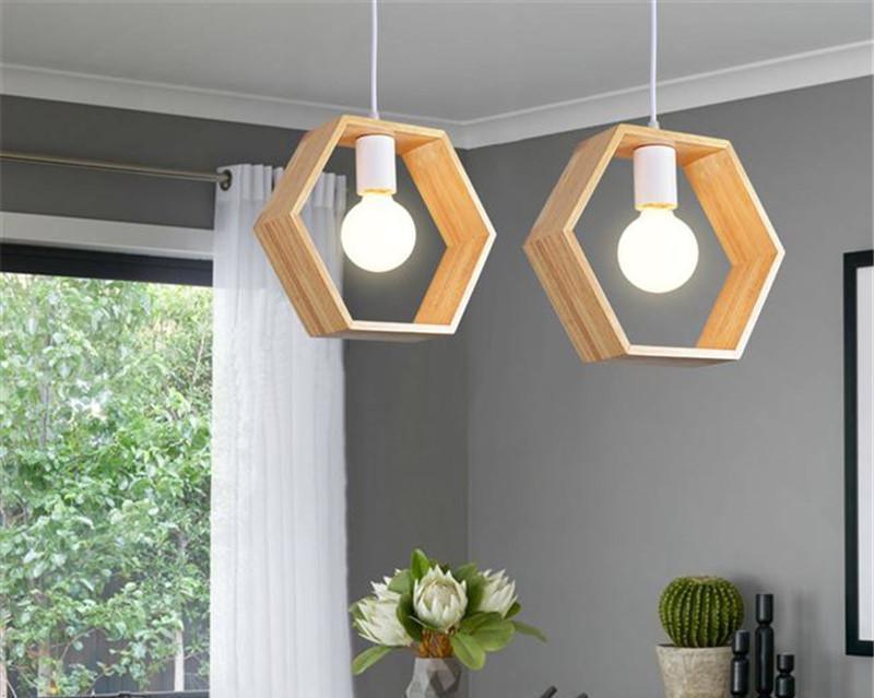 Winter Fern - Geometric Hanging Wooden Lights For Bedroom