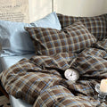 Astra - Vintage Brown Plaid Bedding Set