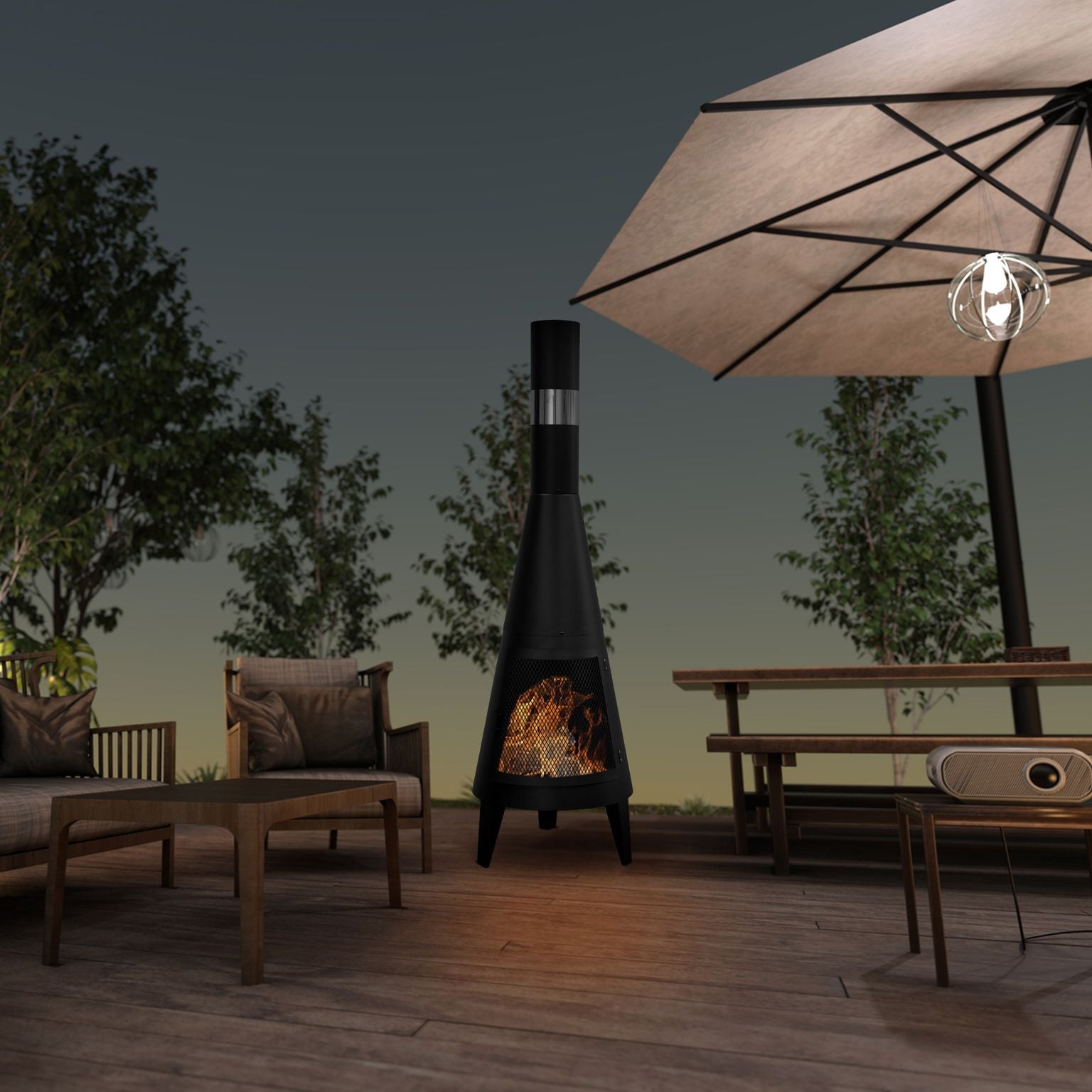 Ulric - Outdoor Chiminea Fireplace Iron Fire Pit
